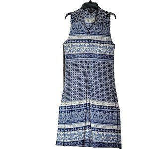 NWOT G Collection Fair Isle Paisley Collared Button Up Side Slit Maxi Dress Sz M